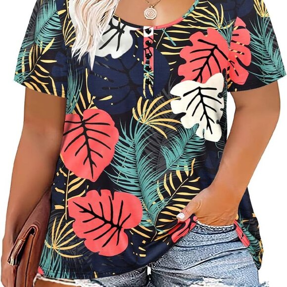 Comfortable & Stylish Plus Size Henley Tops - Perfect for Summer Outfits, XL-5XL - Picture 1 of 2